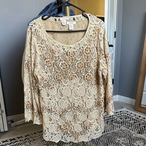 Sundance Moon Flower Sequin top with detachable tank. Size xl.